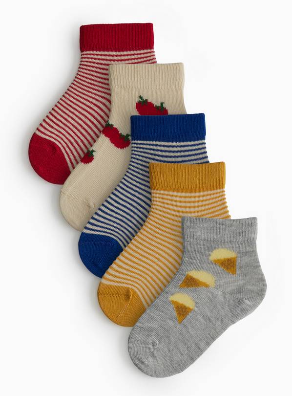 Tomatos & Ice Creams Print Ankle Socks 5 Pack 12-24 months